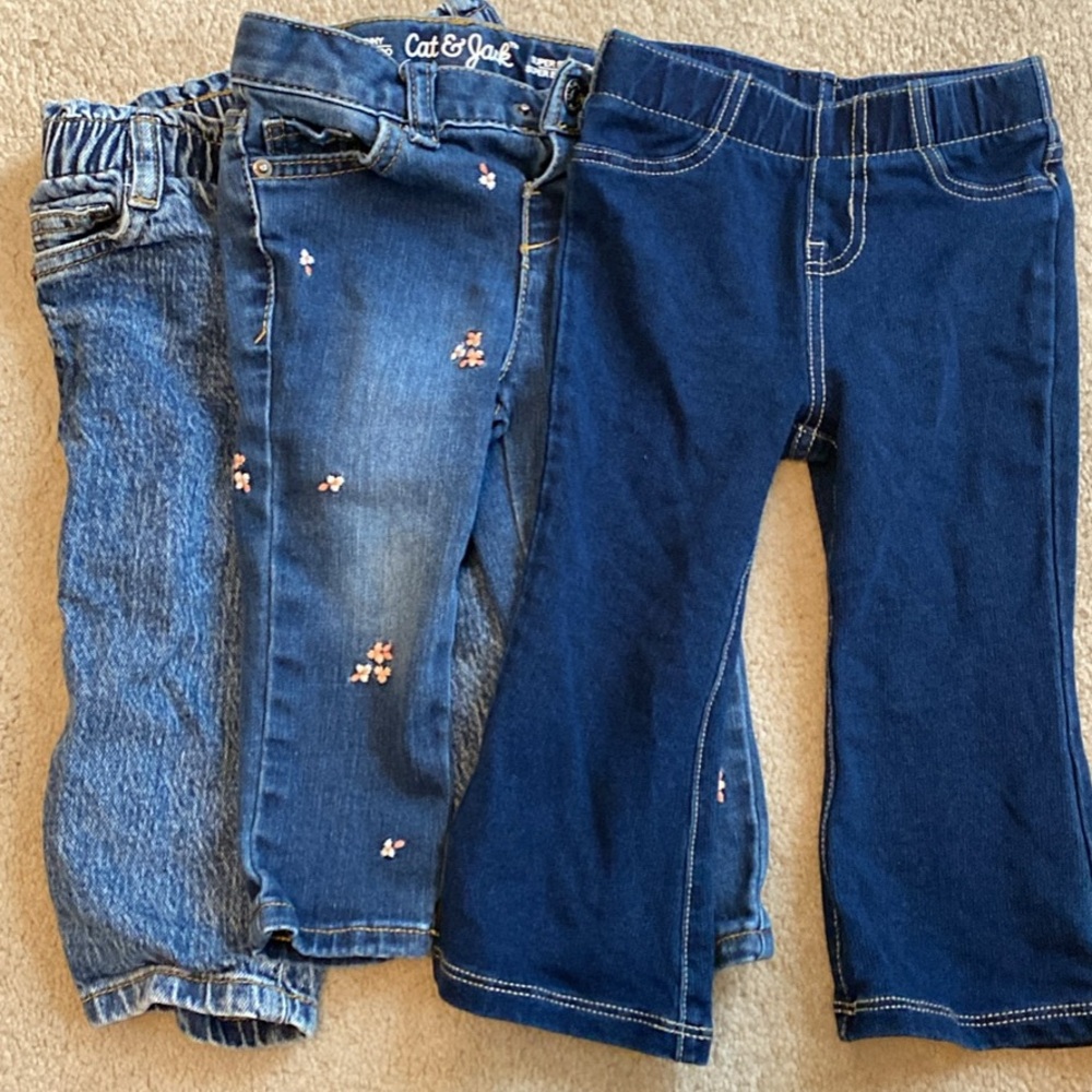 Cat & Jack Blue Jeans Classic Denim Bottoms-3 pairs size 18m